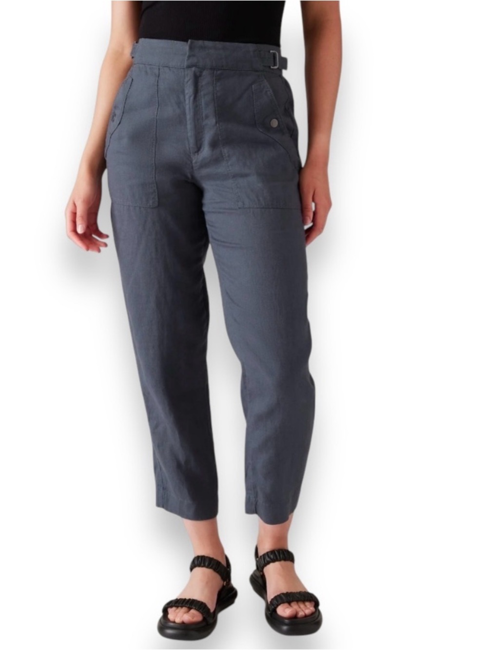 Athleta 100% Linen Voyager Pant in Granite Blue - Size 12
